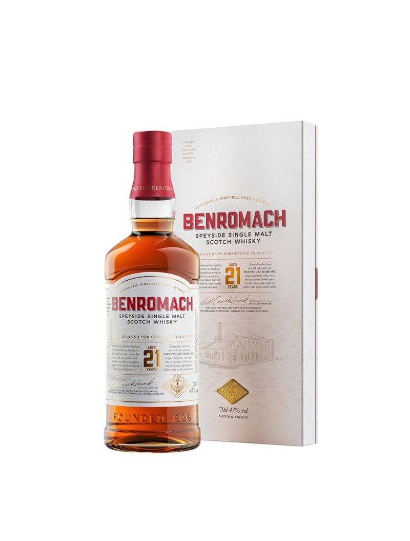 BENROMACH-21 YEARS SINGLE MALT SCOTCH WHISKY SPEYSIDE BENROMACH-21 YEARS SINGLE MALT SCOTCH WHISKY SPEYSIDE